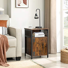 VASAGLE Tavolino, 40 x 40 x 60 cm, Comodino con Ripiano Aperto e Scomparto di Organizzazione, per Soggioro, Camera da Letto, Industriale, Marrone Vintage e Nero LET068B01