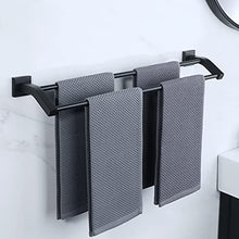 Sayayo Porta Asciugamani Bagno Nero, 60CM Doppio Portasciugamani in Acciaio Inox SUS304, Porta Salviette da Parete per Cucina Bagno, EGK9009-B