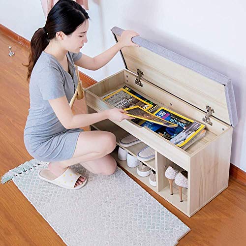 YANG Shoe Rack Bagagli Cassa di Legno Change Scarpe Panca for spogliatoi Bagno Imbottiti poggiapiedi casa Pouf Ottomana, Carico Massimo 300kg