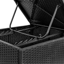 Festnight- Lettino da Esterno, Lettino Prendisole in Polyrattan 195x60x31 cm Nero e Rosso