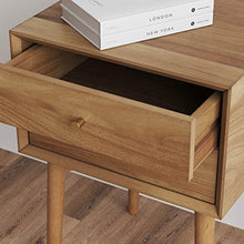 Nathan James 32704 Harper Mid-Century - Comodino in legno di quercia con 2 cassetti, tavolino laterale con contenitore, colore: Marrone