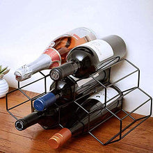 Portabottiglie da appoggio in metallo 7 bottiglie Portabottiglie da appoggio impilabile Scaffale da appoggio Scaffale da vino per arredamento domestico, Cucina, Bar, Cantina, Armadietto, Black