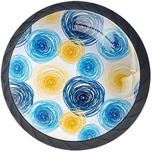 Art Blue Yellow Graffiti Drawn Circles Pomelli per Porta Set di 4 Pomelli per Mobili Manopole per Cassetti Cucina Armadio Vetro