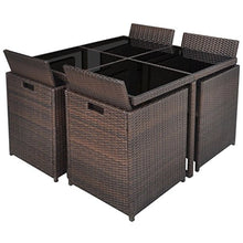 Festnight Set da Pranzo da Giardino con Cuscini, Tavolo Sedie da Giardino, Set Mobili da Giardino in Polyrattan Marrone 9 pz