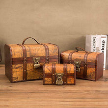 Rvest, scrigno del tesoro, baule in legno, baule per tesoro dei pirati, scatola regalo richiudibile con coperchio e lucchetto con chiave, grande scatola del tesoro, valigetta decorativa