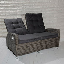 Divano da giardino a 2 posti, modello Barcelona, grigio, in polyrattan