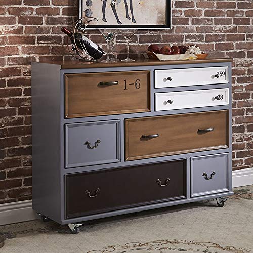 Heqianqian Cassettiera A Credenza Sette cassetti Painted Retro Portico Gabinetto Cassettiera Locker for Soggiorno Camera da Letto Mobili per Camera da Letto (Color : Brown, Size : 120x48x94cm)