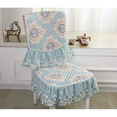 XHNXHN 6pcs Set di Cuscini per sedie da Pranzo con Volant in Pizzo, Cuscini per sedie da Pranzo Europei, Fodere per sedie, Decorazioni per la casa, Cuscini per sedili Trapuntati, per Cucina Blu, 43