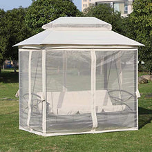 ZYFWBDZ Letto trasformabile a Dondolo, 3 posti Amaca Gazebo Patio Panca Ammortizzata Seduta Tende a Rete 245 x 165 x 243 CM