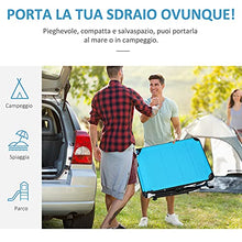 Outsunny Sdraio da Giardino Pieghevole con Tettuccio e Rivestimento in Gommapiuma, Lettino Prendisole con Schienale Regolabile 66x164x84.5cm Blu