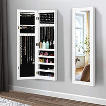 RELAX4LIFE Armadietto Portagioie con Specchio a Figura Intera ({con Striscia Luminosa Interna} 30x8,5x106cm, Bianco)