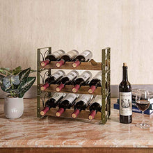 X-cosrack rustico impilabile per 12 bottiglie di vino a 3 ripiani autoportanti per vino, supporto da bancone e liquori, 41,9 x 17,8 x 41,9 cm, design H-Patent