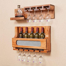 Classico Multifunzione Vino mensola montaggio a parete di legno di pino bottiglia di vino |Rack Glass |Mensola Holder Vino stand |Titolare Calice Hanging 5 Wine Glass ripiano for ristoranti, 60x36cm q