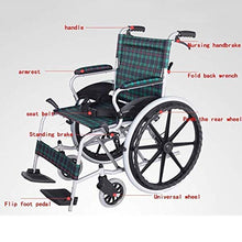 Carrozzine Semoventi, Transito Portatile Pieghevole da Viaggio Leggero Lega di Alluminio Manuale, Viaggio A Casa Disabili/Anziani Sedia da Trasporto per Scooter Trolley per Scooter per Anziani/di