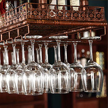 Sottosopra Porta Bicchiere di Vino Scaffale di Vetro Appeso Mensola di Decorazione del Soffitto in Ferro Semplice Stile per Bar Ristoranti Cucine,Ottone,60 * 35cm