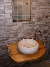 NT Tino Kittner - Lavabo rustico in legno con pietra naturale, con set di montaggio