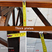 Panchina retrò in legno con ruota di carro per patio - Panca per veranda da giardino all'aperto, sedie da balcone in legno massello antisettico e panche da cortile per il tempo libero con schienale