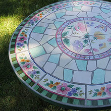 HZWZ 19.6"Tavolo Laterale A Mosaico Pieghevole, Set di Bistrot Grand Patio 3 Pezzo, Tavolo da Tavolo in Piastrelle Dipinto Fiore Top Metallo Arte Flowerpot per Giardino E Casa