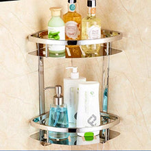 HYYDP Parete Porta Salviette Mensola sospesa a Parete in Acciaio Inox 304, Doppio Strato Bagno Doccia ripostiglio-Doppio Gancio Design Bagno Vasca Triangolare