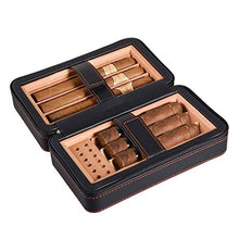 ZYING Portatile Nera in Pelle Cigar Humidor Viaggi - Sigaro Desktop idratante con Il Vassoio Cigar Box