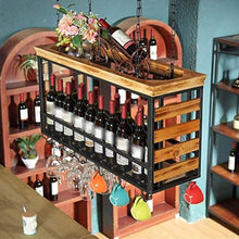 Portabottiglie per vino rosso, portabottiglie in legno sospese a soffitto Portabottiglie Portabottiglie per vino Cucina per riporre i calici (Dimensioni: 100 * 30 * 55 cm) Portabottiglie per bevande
