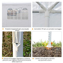 Outsunny Tendone Gazebo 6x3m con Pareti Laterali Rimovibili, Porte e Finestre per Giardino ed Esterno in Metallo, Bianco