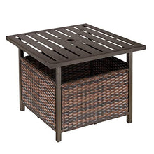 giordano shop Tavolino da Giardino 55,5x55,5x46 cm in Rattan e Acciaio Marrone