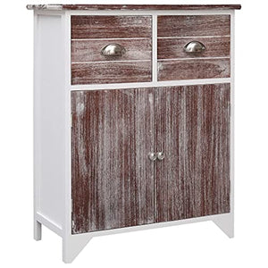 vidaXL Legno di Paulownia Armadietto con Cassetti Scorrevoli e Ante Stile Rustico Robusto Classico Credenza Portaoggetti in MDF Marrone e Bianco