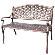 Panchina da giardino in metallo Panchina da giardino per il tempo libero, panchine da patio in alluminio pressofuso resistente alle intemperie, panchina da cortile retrò con schienale e corrimano,
