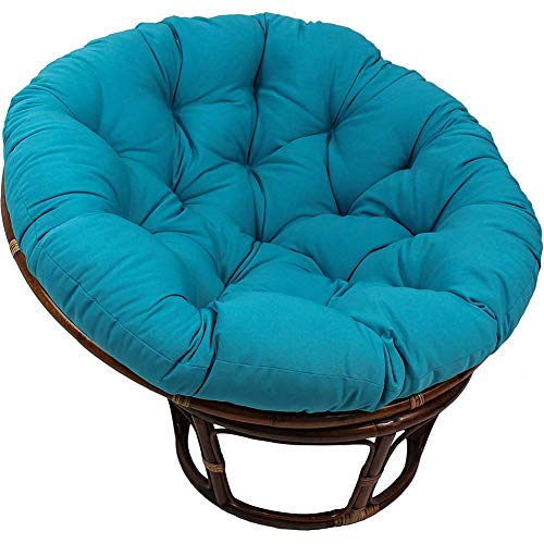 Yxxc Cuscino per Sedia papasan, Impermeabile, Confortevole, Rotondo, Appeso all'uovo, Amaca, Cuscini per Sedia, Cuscini per Seduta, con Lacci, per Patio Esterno, Giardino, Blu Pavone, D130cm
