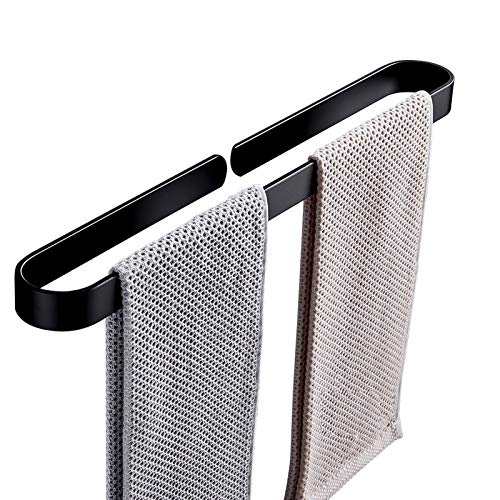 EEUK Porta Salviette Bagno da Parete Adesivo, Portasciugamani da Bagno Portasciugamani Autoadesivo, Porta Asciugamani Bagno e Cucina - Alluminio - Argento/Nera32cm-black