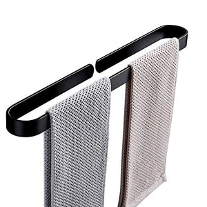 EEUK Porta Salviette Bagno da Parete Adesivo, Portasciugamani da Bagno Portasciugamani Autoadesivo, Porta Asciugamani Bagno e Cucina - Alluminio - Argento/Nera32cm-black