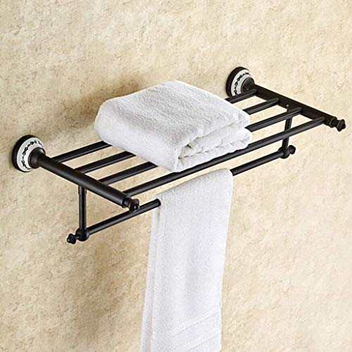 ABWYB Portasciugamani Portasciugamani Portasciugamani Vintage a Parete in Rame Nero Doppio portasciugamani da Bagno Accessori da Bagno spazzolati