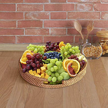 QULONG Vassoio in Rattan con Manico - Vassoio in Vimini Multiuso Intrecciato a Mano con Fibra di Rattan Resistente