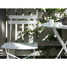 PiuShopping Set da Pranzo per Giardino, in Acciaio con Tavolo Rotondo E 2 SEDIE Pieghevoli (Bianco)