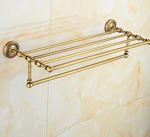 MBYW Portasciugamani Alto carico Portasciugamani Elegante da Bagno Mensola portaoggetti Porta Asciugamani, portaoggetti per Bagno, Tutto in Rame, a Parete, con portasciugamani, 61,8 * 24 cm