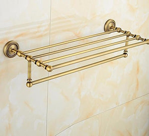 MBYW Portasciugamani Alto carico Portasciugamani Elegante da Bagno Mensola portaoggetti Porta Asciugamani, portaoggetti per Bagno, Tutto in Rame, a Parete, con portasciugamani, 61,8 * 24 cm
