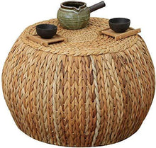TONGS Poggiapiedi in Rattan Tavolino Sgabello Rotonda Del Piede Sgabello, Stile Rustico Paglia Divano a Panca Scarpe - Arredi Casa