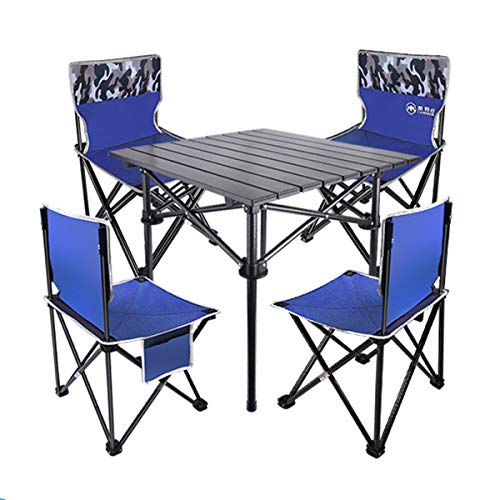 Tavolo Da Picnic Pieghevole E Set Da Spiaggia, Set Tavolo E Sedie Regolabili in Altezza Sedia Da Spiaggia Scrivania Portatile in Alluminio (Con 4 Posti), Per Tavolo Da Picnic All'aperto Sedia ,H,L