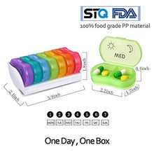 PortaPillole Settimanale, Scomparti Porta Pillole 7 Giorni con 14 Scomparti per Mattino, BPA Free Pillole Contenitore Promemoria per Pillole for Medication