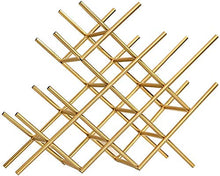 RJJBYY Semplice Moderna Wine Rack Spazzolato Rivestimento dell'oro 12 Bottiglia Magazzinaggio Free Standing espositore 47 Centimetri Desktop Decorazione Geometrica Design Bottle Holder