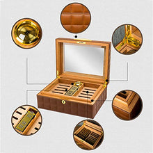 DZSF Legno di Cedro Cigar Humidor, casa portasigari in Pelle con Il Sigaro umidificatore, Doppio Strato Legno di Cedro Cigar Humidor,Nero