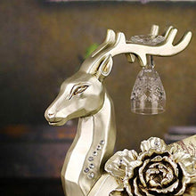 KANJJ-YU realistico artigianato europeo decorazione della casa artigianale resina cervo vino cremagliera peonia regali aziendali all'ingrosso (40 x 25 x 35 cm) vino