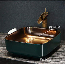 Jgophu - Lavabo quadrato in ceramica verde, stile vintage europeo