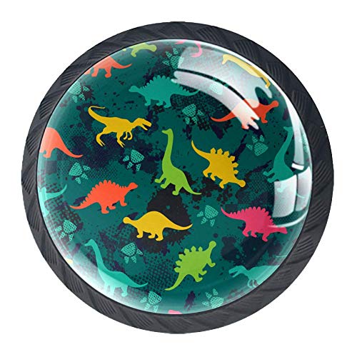 Wetia Cartone Animato Dinosauro Verde per la Cucina di casa Armadio Armadio Armadio Nero 3,5 x 2,8 cm