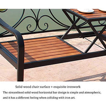 Panca da Giardino da 59 Pollici Per Patio Esterno,Panchina da Balcone Con Tavolino Centrale Regolabile,Sedili Portico Con Struttura In Legno Massello E Ghisa Anticorrosivi，Per Cortile / Prato