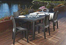 Tomaino Tavolo da Giardino allungabile in plastica Rattan 140/220 x 90 x 72h cm (Antracite)