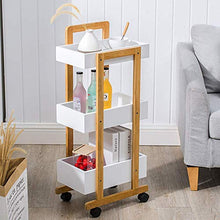 Knoijijuo 3 Strati Trolley, cremagliera Pratico Contenitore con Maniglia, Un Salone di Bellezza di Stand Passeggino Removibile, Multi-Funzione di Carrello di Servizio, di Legno
