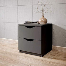 Stella Trading LUKI Due cassetti in Grafite – Comodino Moderno con Spazio per Il Vostro Letto, Materiale a Base di Legno, 40 x 45 x 42 cm