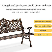 Panca da giardino per il tempo libero all'aperto, Sedia da giardino in alluminio pressofuso per 3 persone, Panche in metallo resistenti alle intemperie e alle intemperie per terrazze, 130x60x 80cm